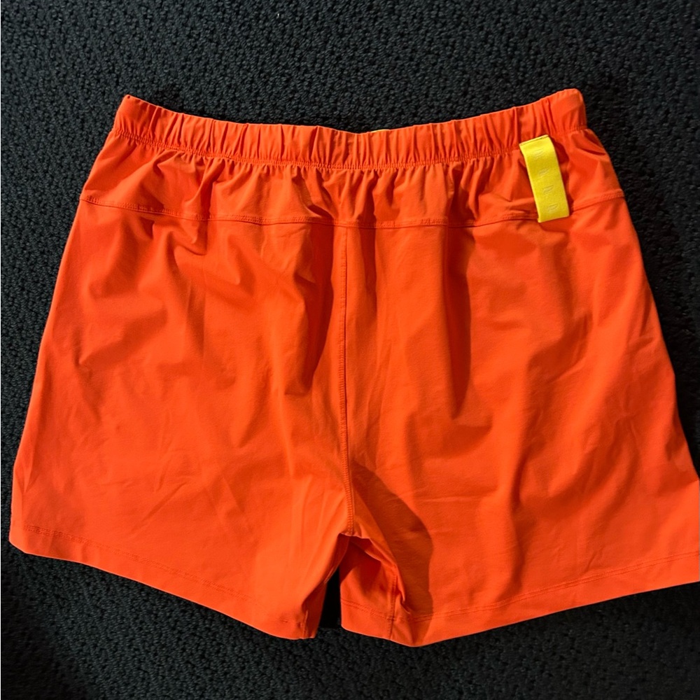 Men's Fabletics Bright Orange Athletic Shorts - Picture 2 of 2